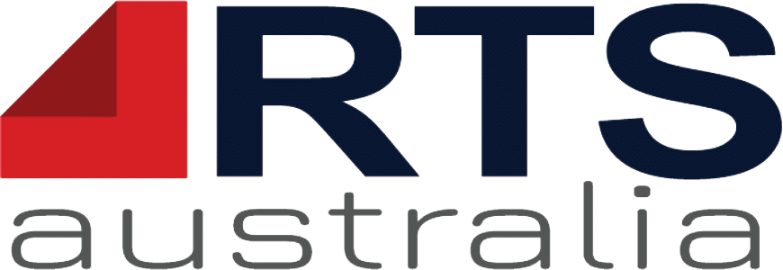 Logo with a red geometric shape forming the left side of the letter "A," followed by the letters "RTS" in dark blue, and the word "australia" in gray lowercase letters underneath.